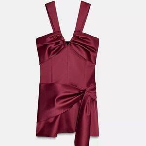 Zara Burgundy Satin Dress